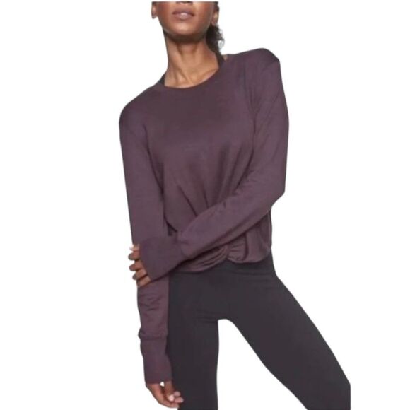 ATHLETA Twist Front Coaster Cropped Sweatshirt Purple Size Small - Picture 2 of 10